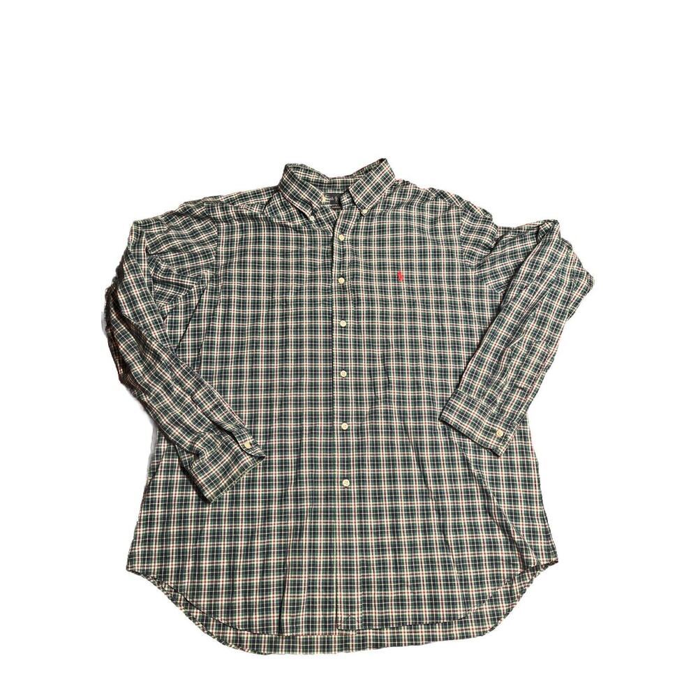 Ralph Lauren Shirt Mens Xl Blue Green Plaid Button Down Long Sleeve Pony